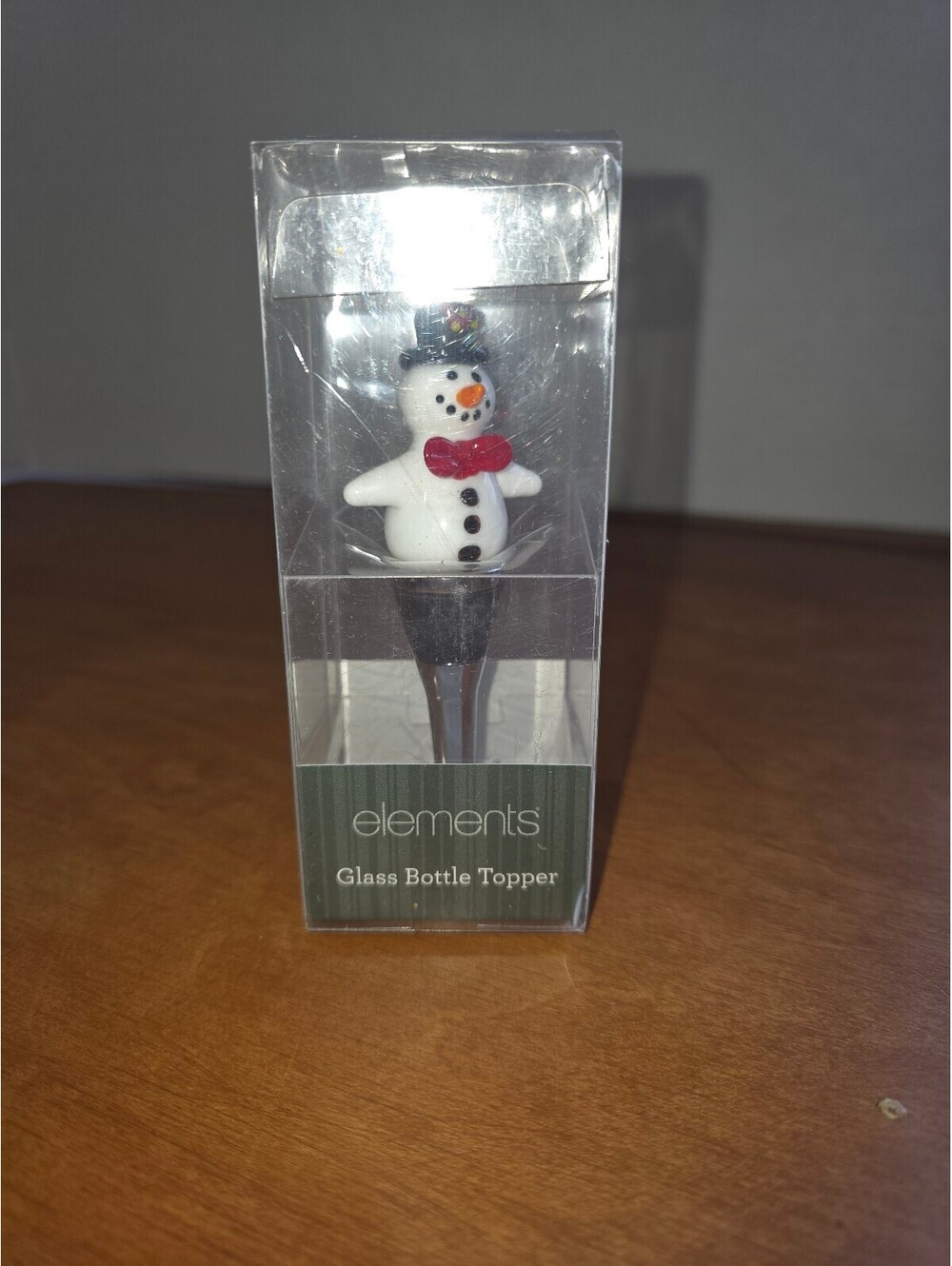 Snowman glass bottle stopper NIB